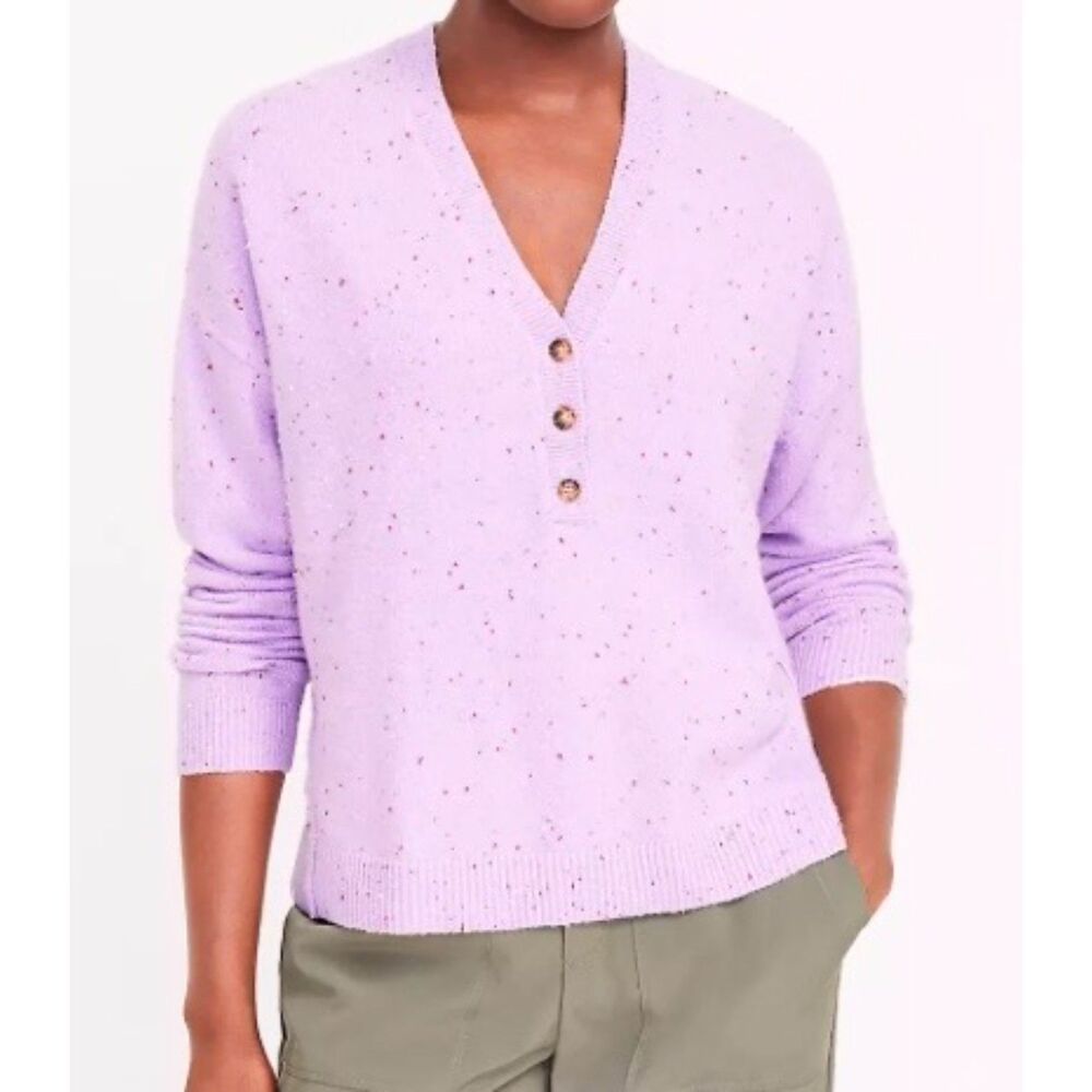 Lou & Grey flecked henley pullover sweater